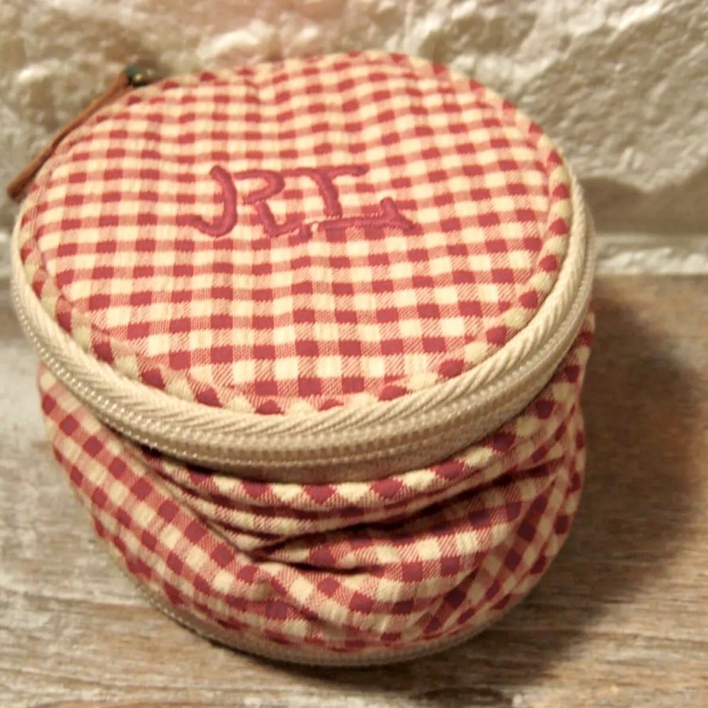 *Ralph Lauren* RARE Double Zipper Travel Case Small Cushioned 3"x3" Jewelry Case